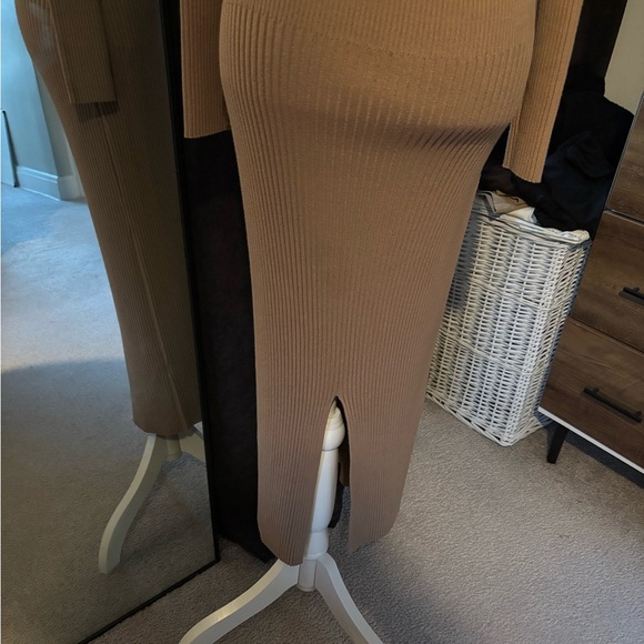 MABLE Tan Ribbed Long Sleeve Sweater Dress - Picture 6 of 6